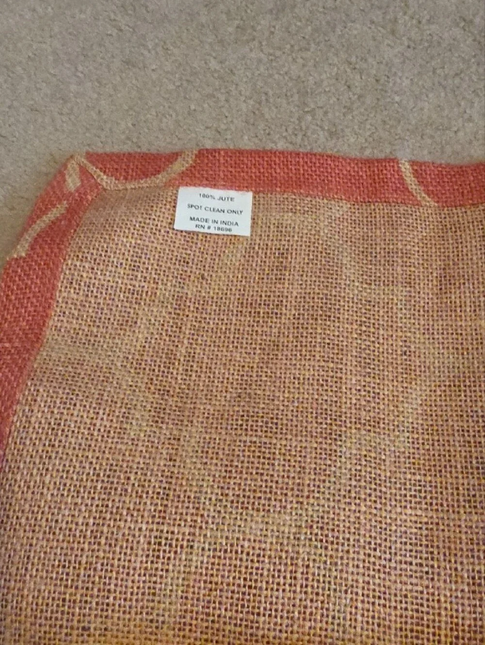 100% Jute Artisan Design Coral Beige Table Runner Quatrefoil Pattern